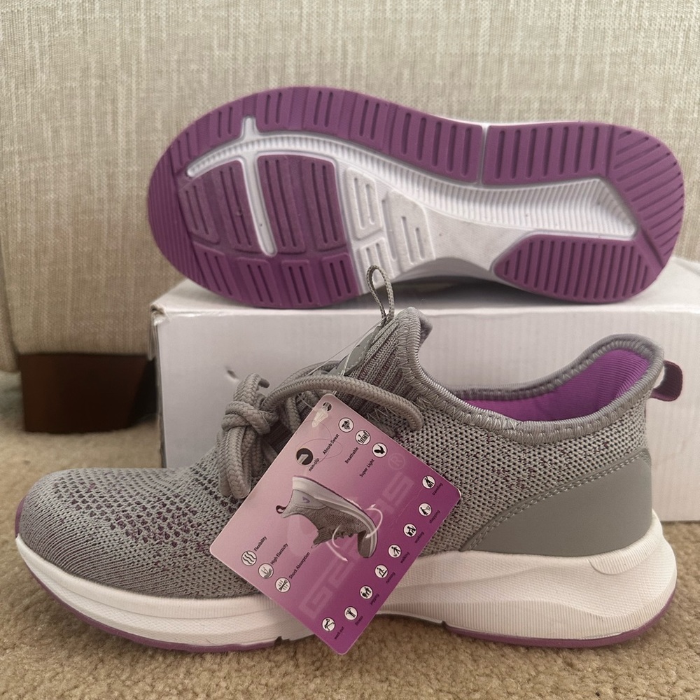 Gray and Purple Low-Top Sneakers